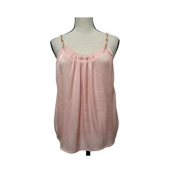 Anthropologie Floreat Pink Shimmer Cami Top w/ Gold Beaded Accents Soft Girl - Picture 4 of 10